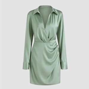 Elegant Green Satin Dress